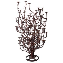 Escultura artesanal en forma de árbol candelabro de hierro de 2,5 metros