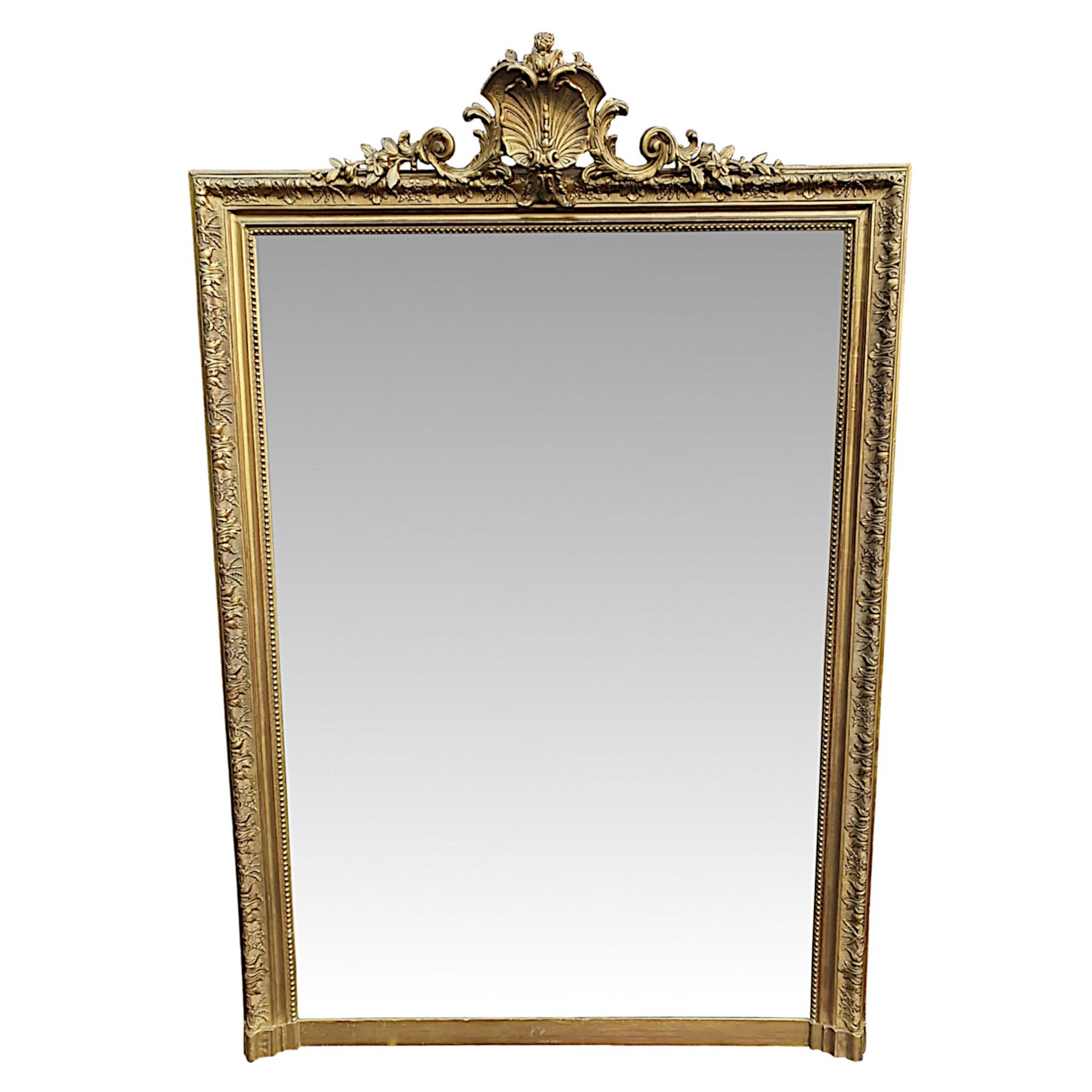 Very Fine 19th Century Giltwood Overmantle or Hall Mirror For Sale