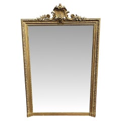 Très beau miroir de salle ou de trumeau en bois doré du 19e siècle
