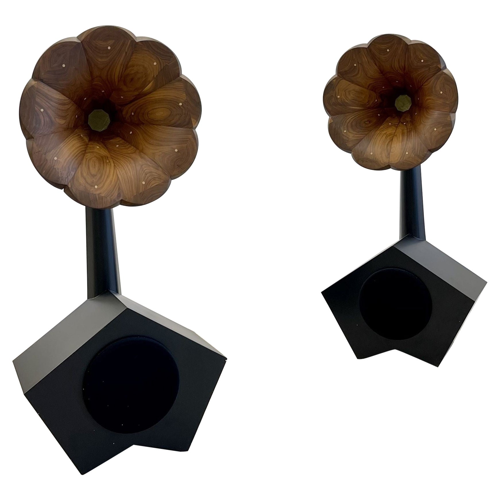 A for Ara, Contemporary, Floor Standing Speakers, Walnut, Gold Leaf, 2010s en vente