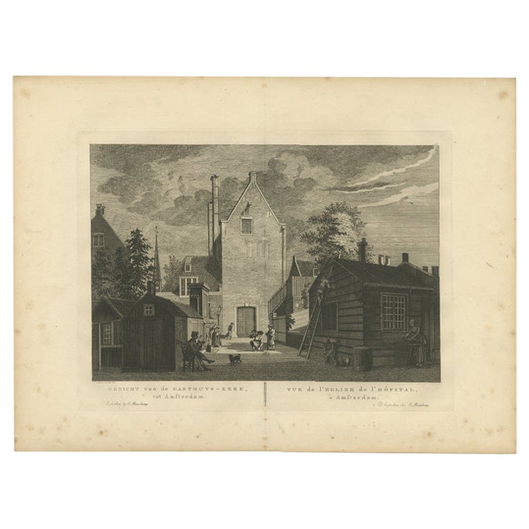 Antique Print of the 'Gasthuiskerk', Church in Amsterdam, the Netherlands, 1805 For Sale