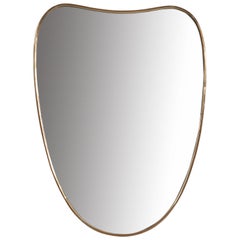 Italian Designer, Wall Mirror, Brass, Mirror Glass, Italy, c. 1950s