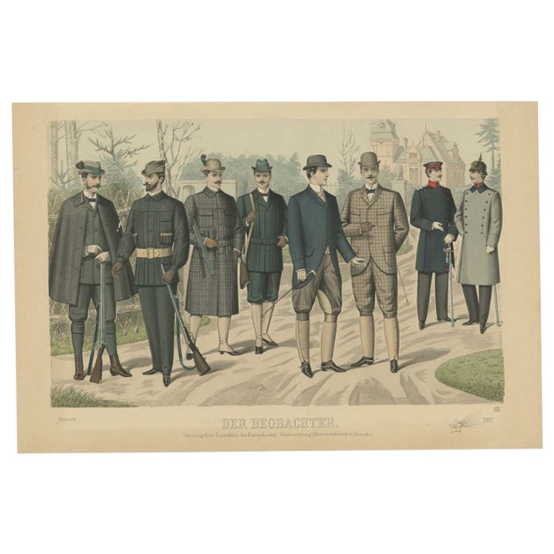 Antique Print of Fashion in August 1897 by Klemm & Weiss, circa 1900 For Sale