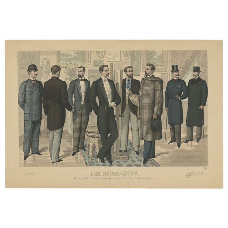 Antique Print of Fashion in December 1892 by Klemm & Weiss, circa 1900 For Sale