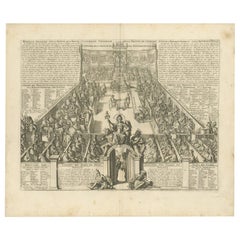 Large Antique Print of the German Parliament by Chatelain, 1732