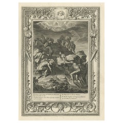 Stampa antica dei Giganti che tentano di scalare il cielo, 1733