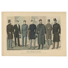 Antiker Modedruck aus dem Februar 1883 von Klemm & Weiss, um 1900