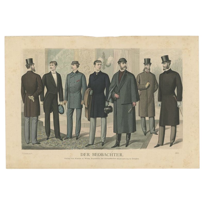Antique Print of Fashion in February 1883 by Klemm & Weiss 'circa 1900' For Sale