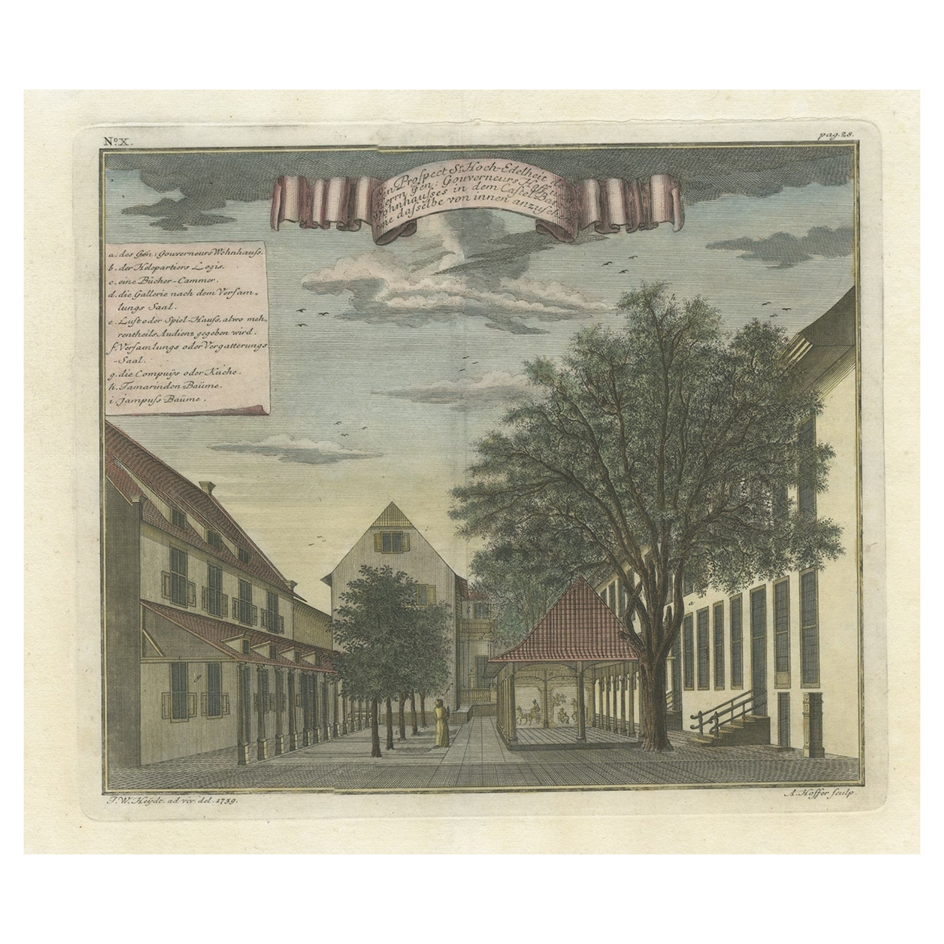 Rare Print of the Governor-General's Residence in Batavia 'Jakarta', Indonesia