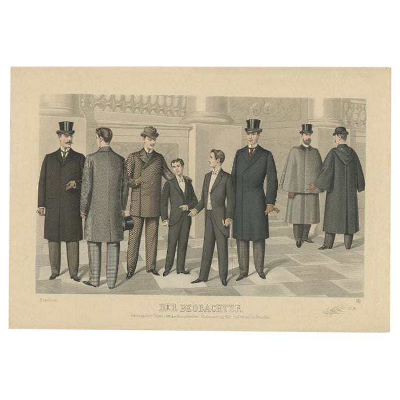 Antique Print of Fashion in February 1896 by Klemm & Weiss, circa 1900 For Sale