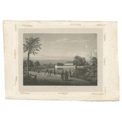Antique Print of the Governor's House in Surabaya, Indonesia, 1835