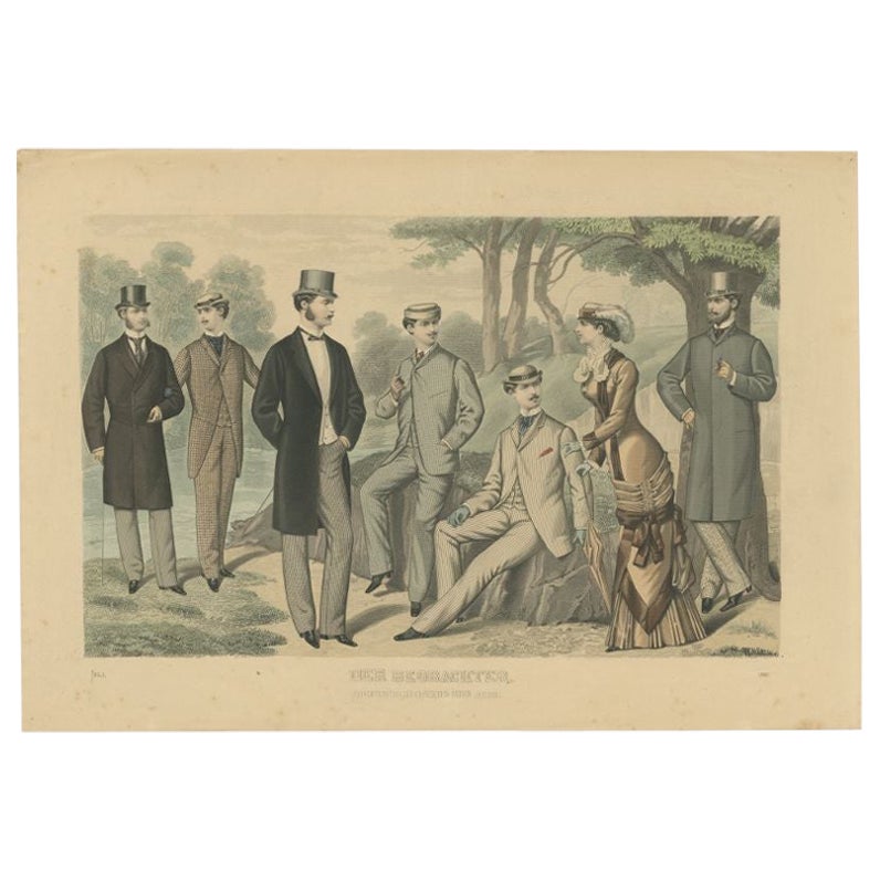 Antique Print of Fashion in July 1881 by Klemm & Weiss, circa 1900