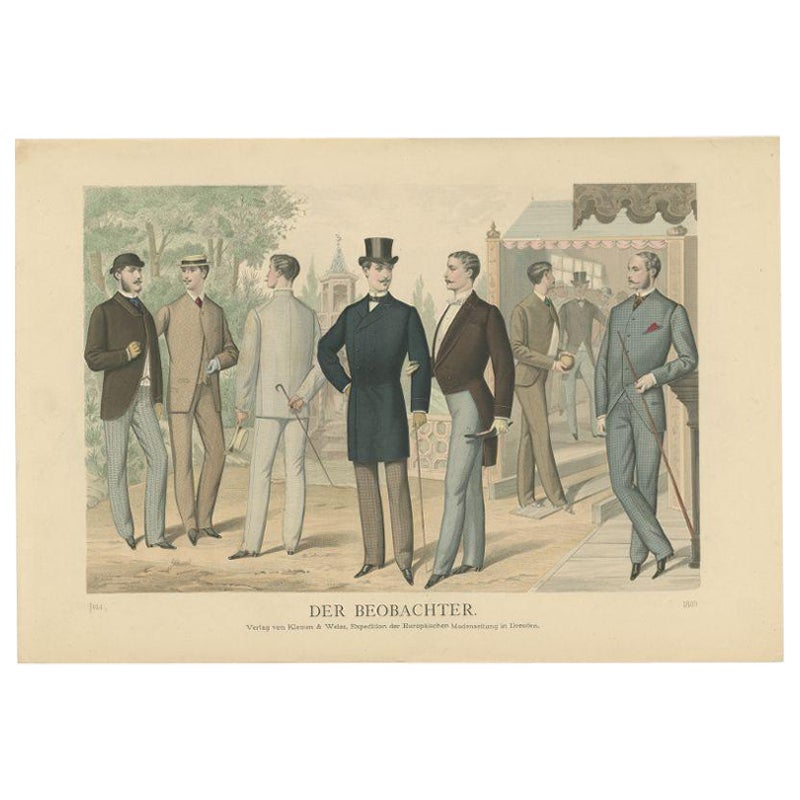Antique Print of Fashion in July 1883 by Klemm & Weiss, circa 1900 For Sale