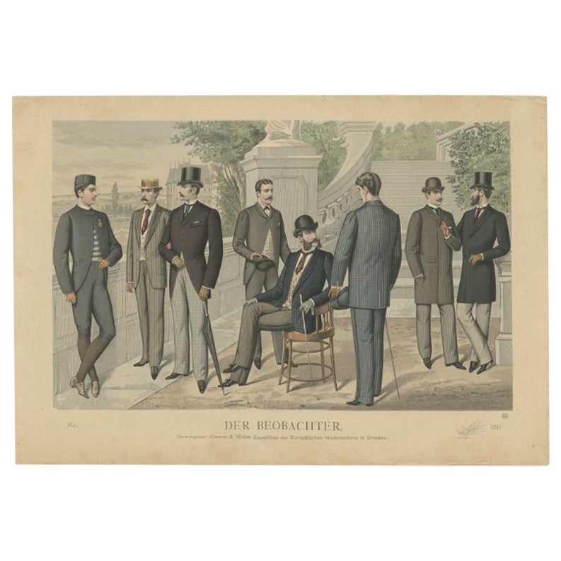 Antique Print of Fashion in May 1890 by Klemm & Weiss, circa 1900 For Sale