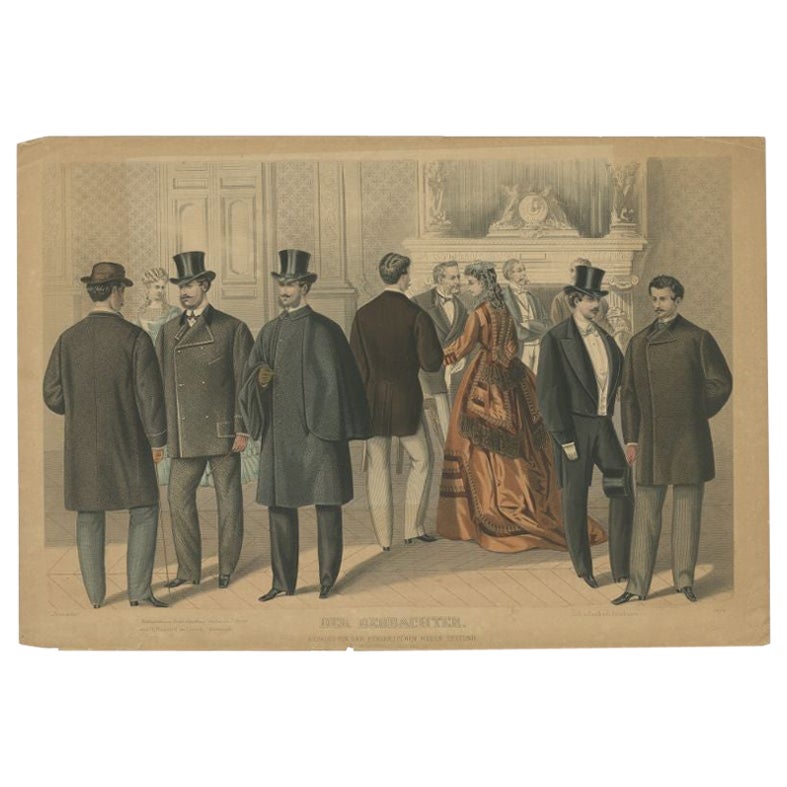 Antique Print of Fashion in November 1872 by Klemm & Weiss, circa 1900 For Sale