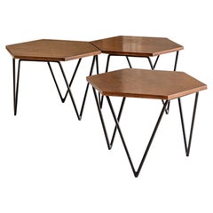 Ensemble de trois tables basses hexagonales de Gio Ponti pour ISA Bergamo