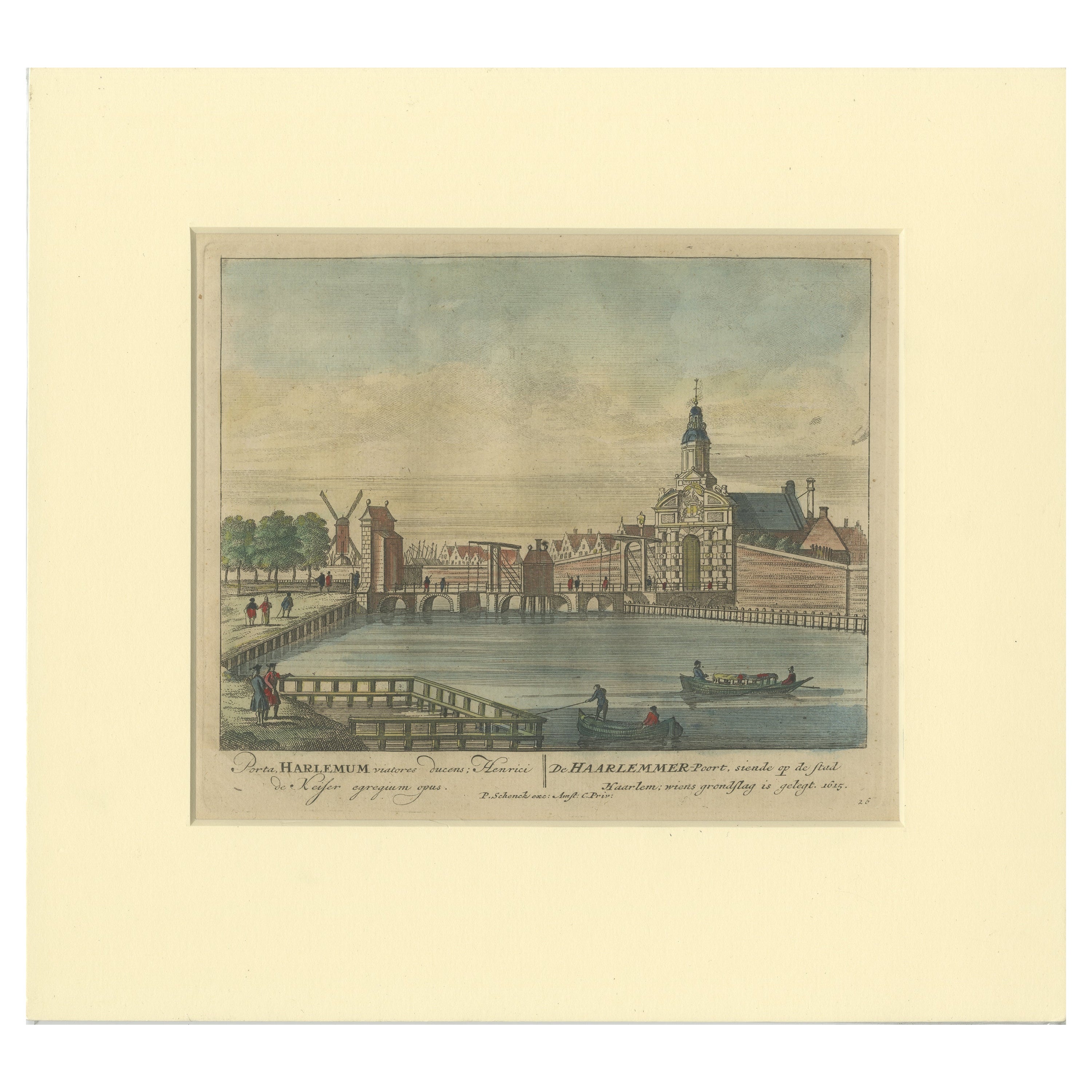 Antique Print of the 'Haarlemmerpoort' in Amsterdam City, the Netherland, C.1708 For Sale