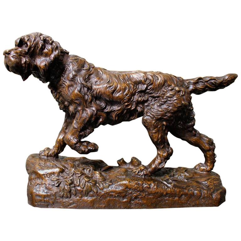 French 19th Century Bronze Sculpture of an Irish Setter at 1stDibs