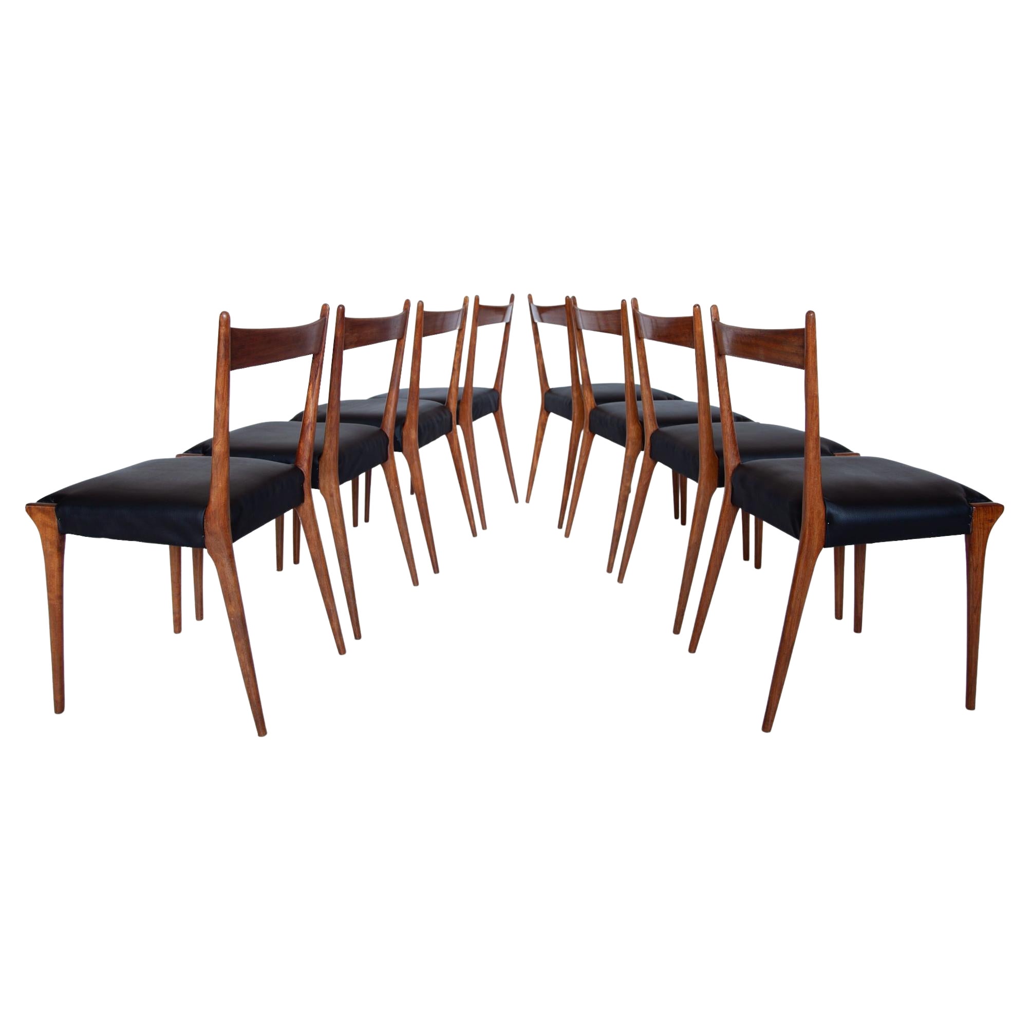 Alfred Hendrickx Set of Eight Dining Chairs Model S2, 1958, Belgium for Belform