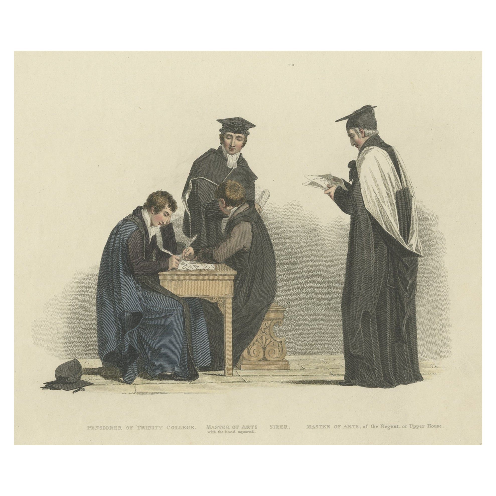 Nice Antique Print of a Master in Arts and Academics of Trinity College, 1815 For Sale