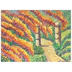Bright & Colorful French Impressionist Oil Painting, Dotty Pathway Entrance