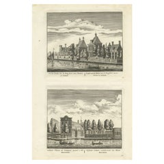 Used Print of Gardens near the Ringsloot and an Estate near Amsterdam, c.1725