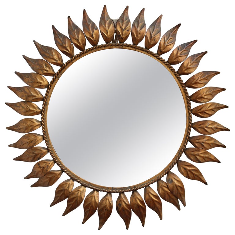 Spanish Metal Sunburst Mirror, 'circa 1960s' For Sale