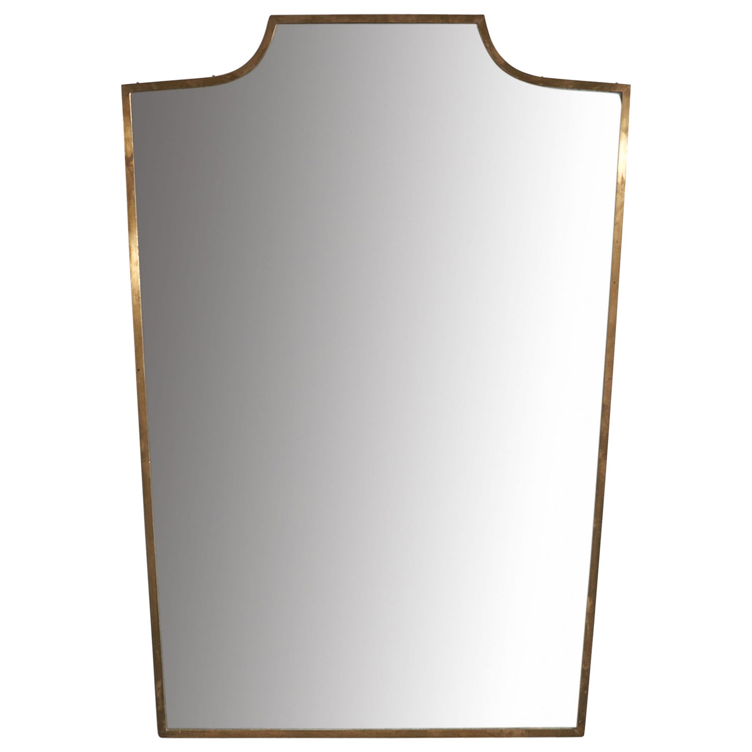Italian Designer, Wall Mirror, Brass, Mirror Glass, Italy, c. 1950s For Sale