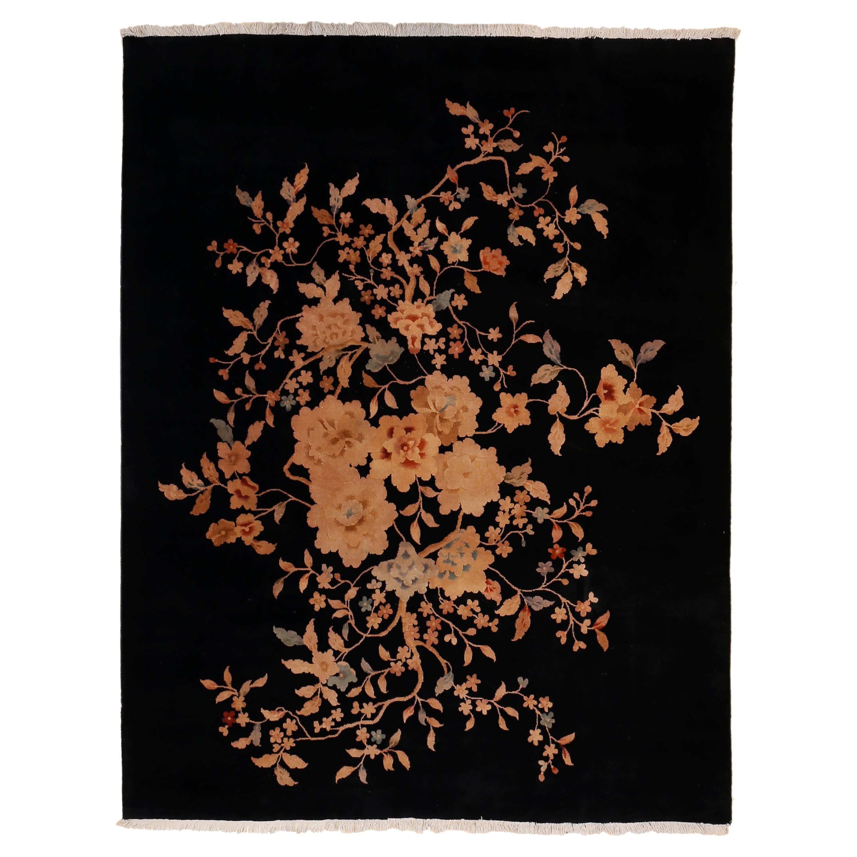 Antique Nichols & Co. Black Art Deco Chinese Rug