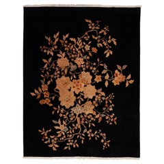 Antique Nichols & Co. Black Art Deco Chinese Rug