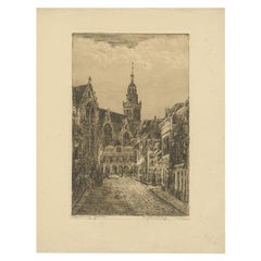 Antique Print of Gouda in the Netherlands, circa 1900