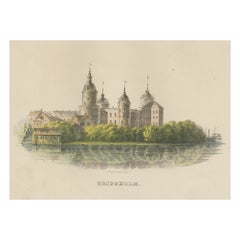 Antiker Druck des Schlosses Gripsholm in Stockholm, Schweden, um 1864
