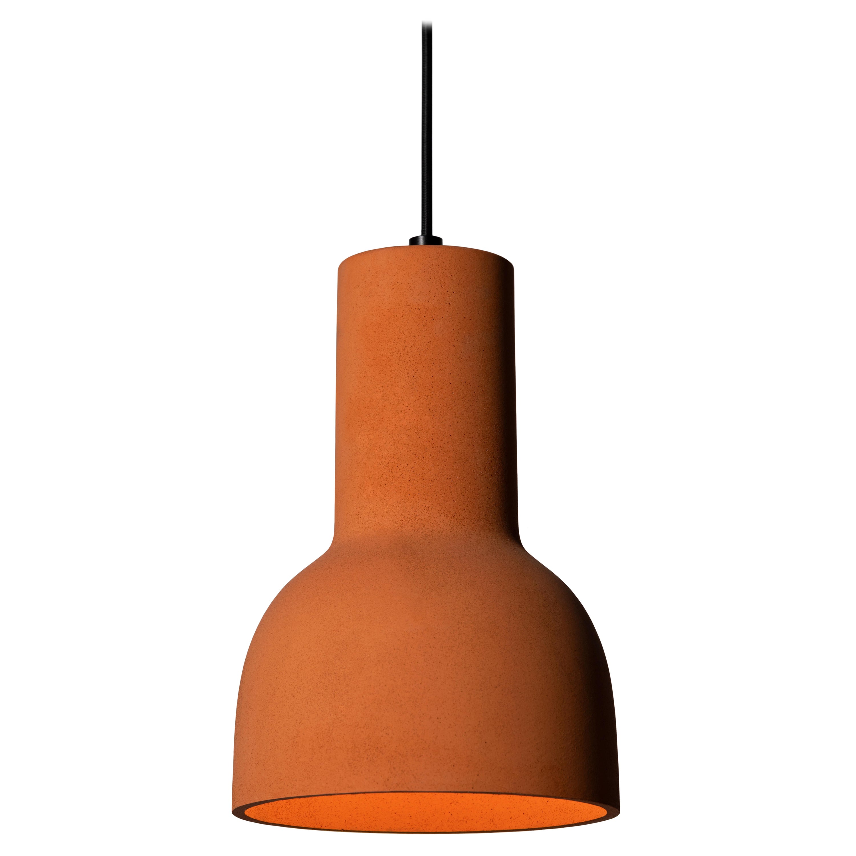 Lampe à suspension contemporaine 'Echo' en terre cuite, orange