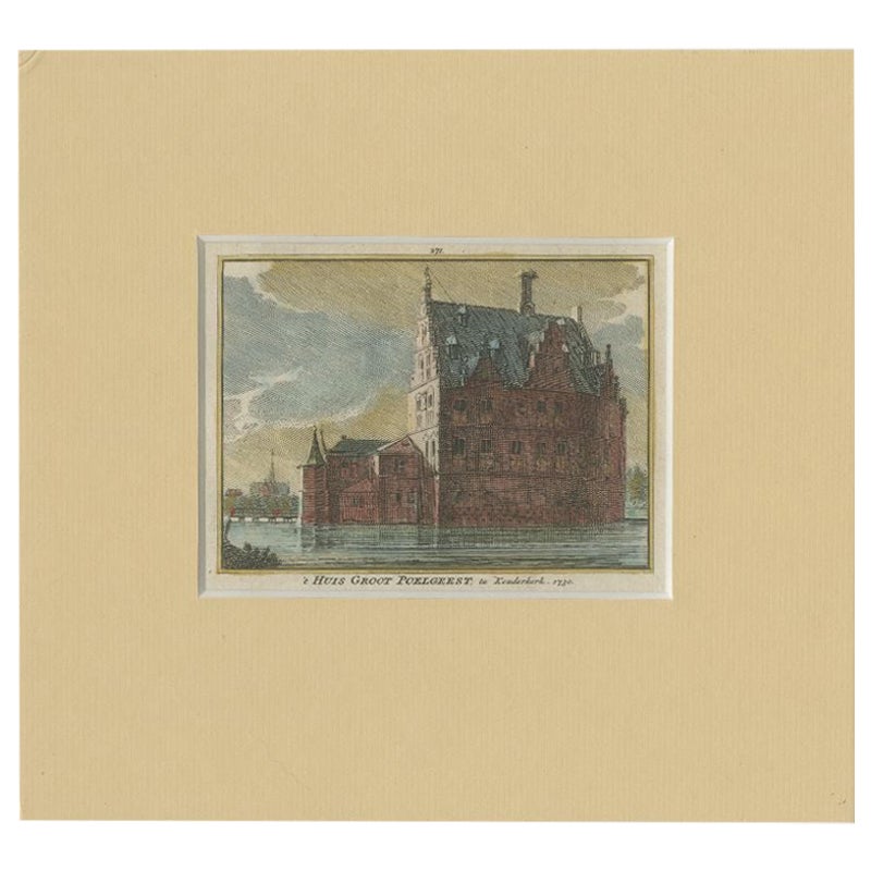 Antique Print of Groot Poelgeest Castle 'front' in The Netherlands, circa 1750