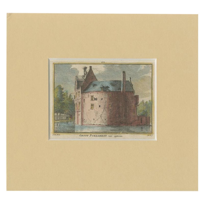 Antique Print of Groot Poelgeest Castle, Koudekerk aan den Rijn, the Netherlands For Sale