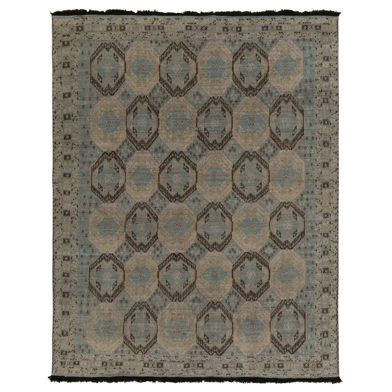 Rug and Kilim’s 19th Century Tribal Style Rug in Blue, Beige and Grey