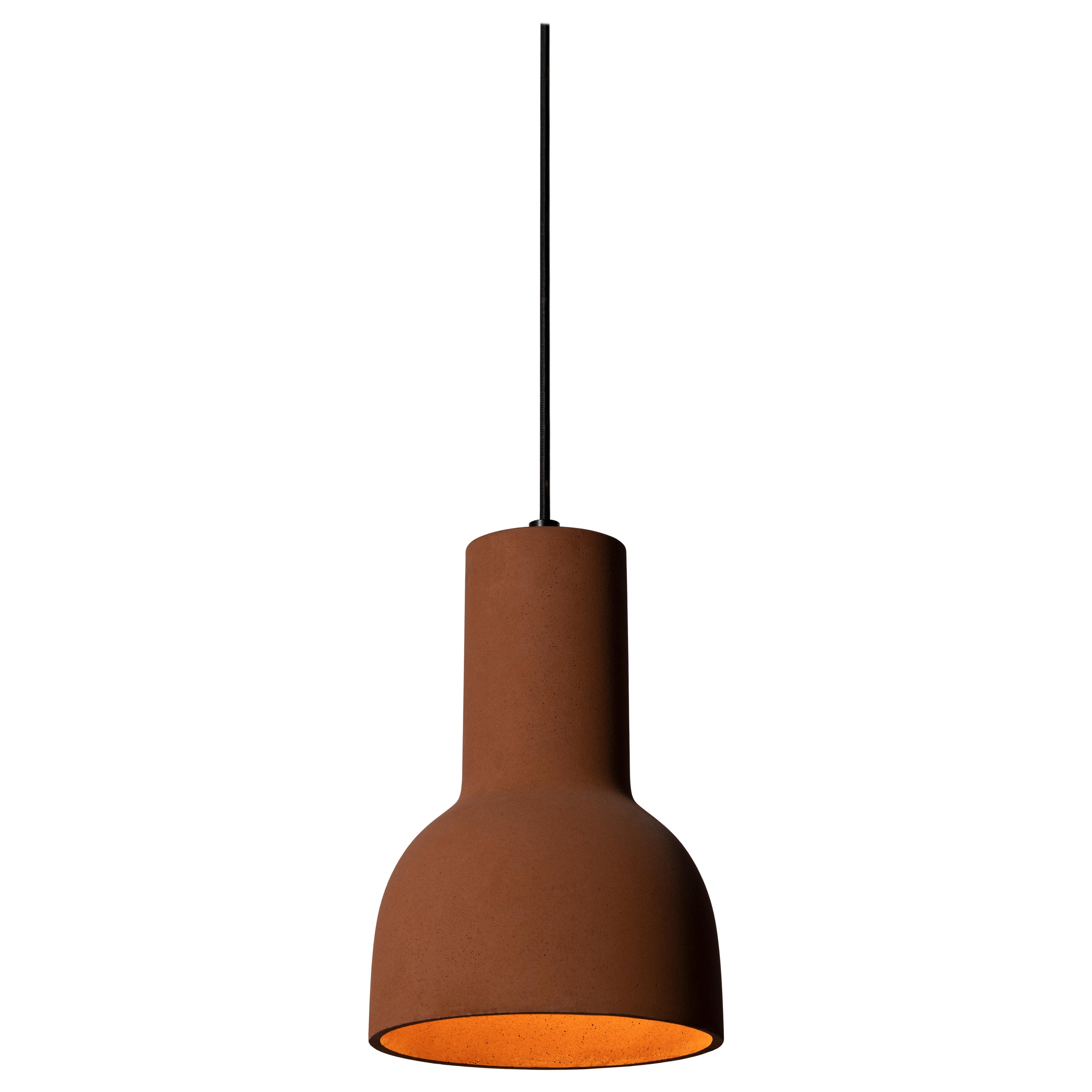 Lampe à suspension contemporaine Echo en terre cuite, marron