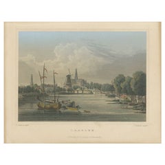 Grabado antiguo de Haarlem, ciudad de los Países Bajos, 1863