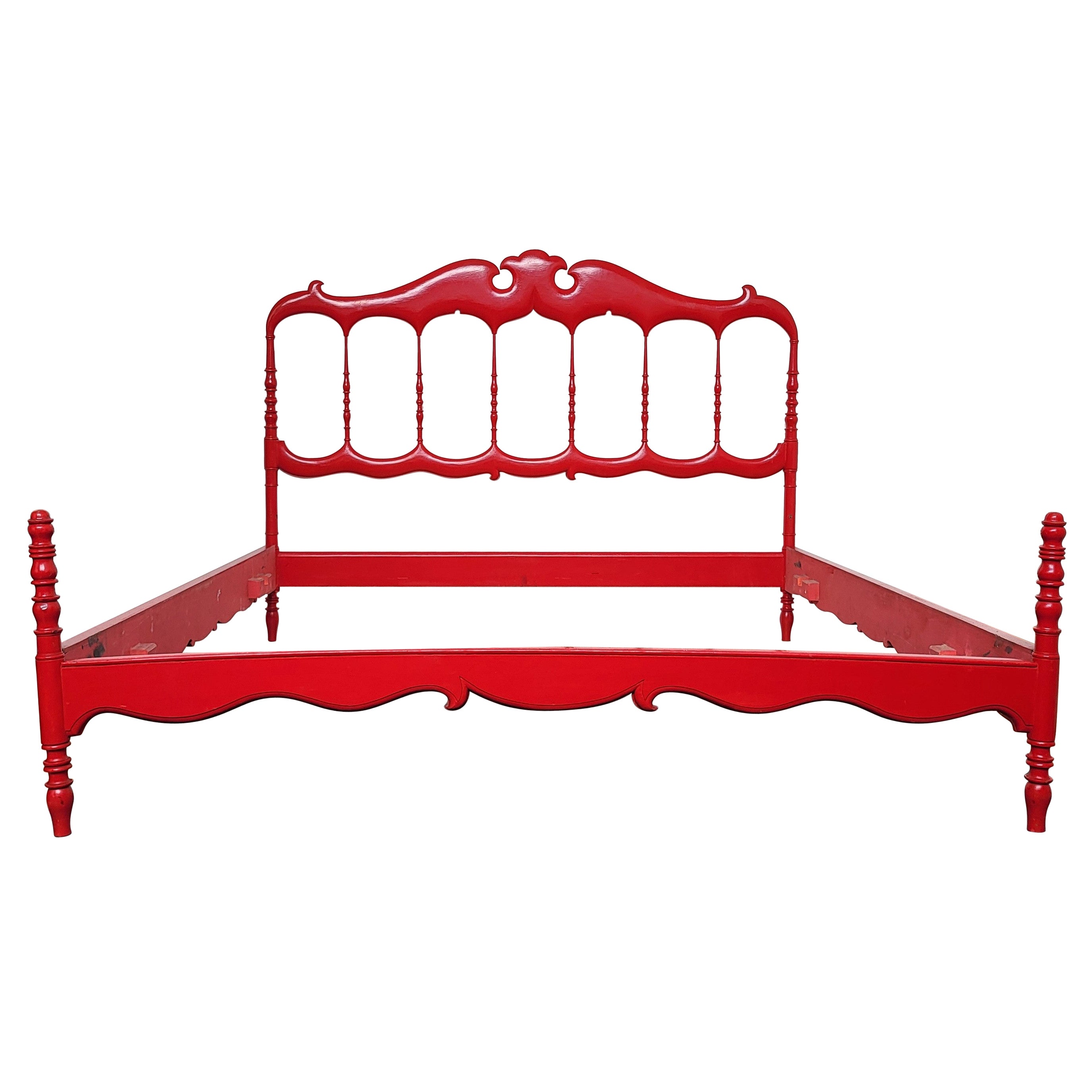 1960s Italian Carved Wood Chiavari Bed Frame For Sale