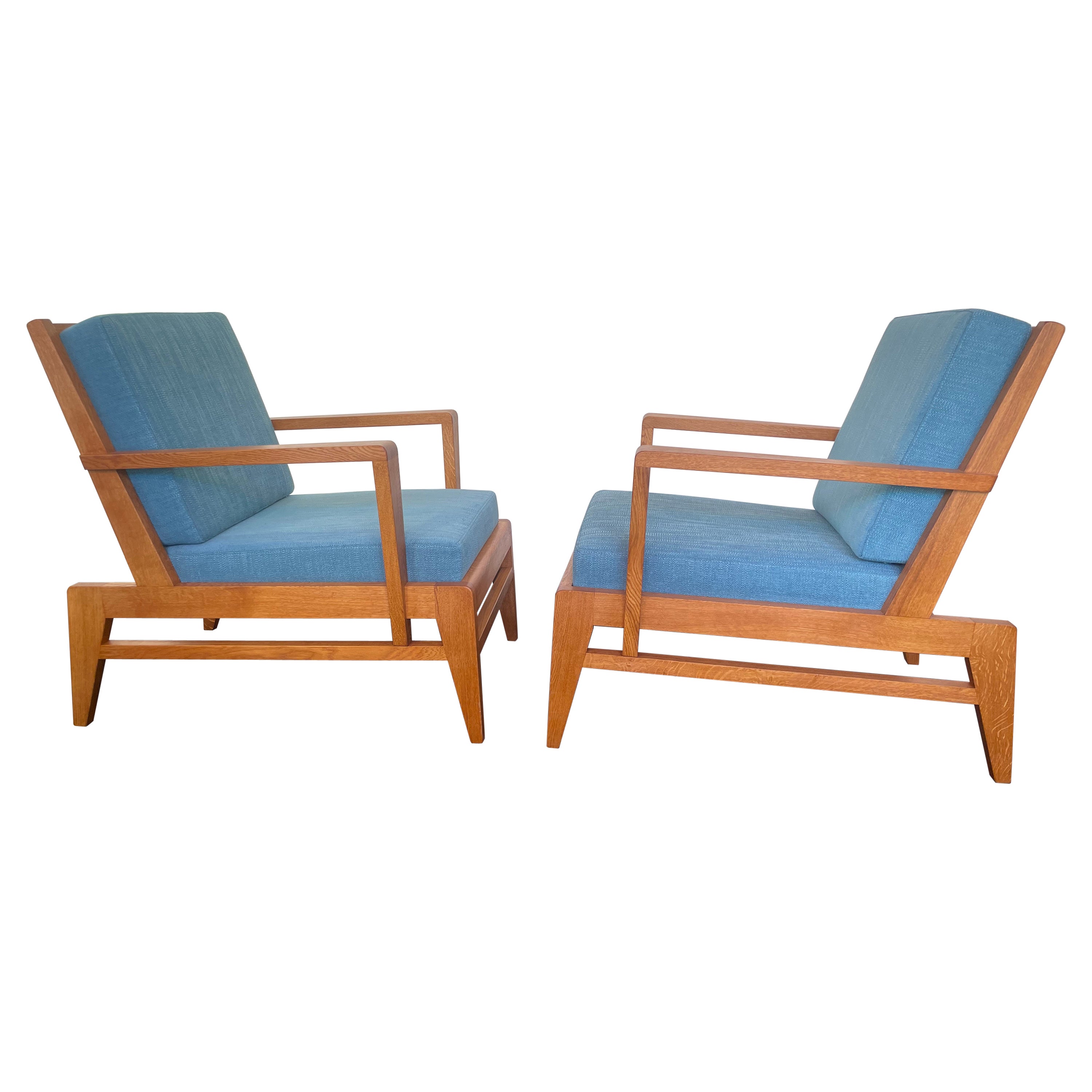 pair of oak armchairs by René Gabriel 1946
