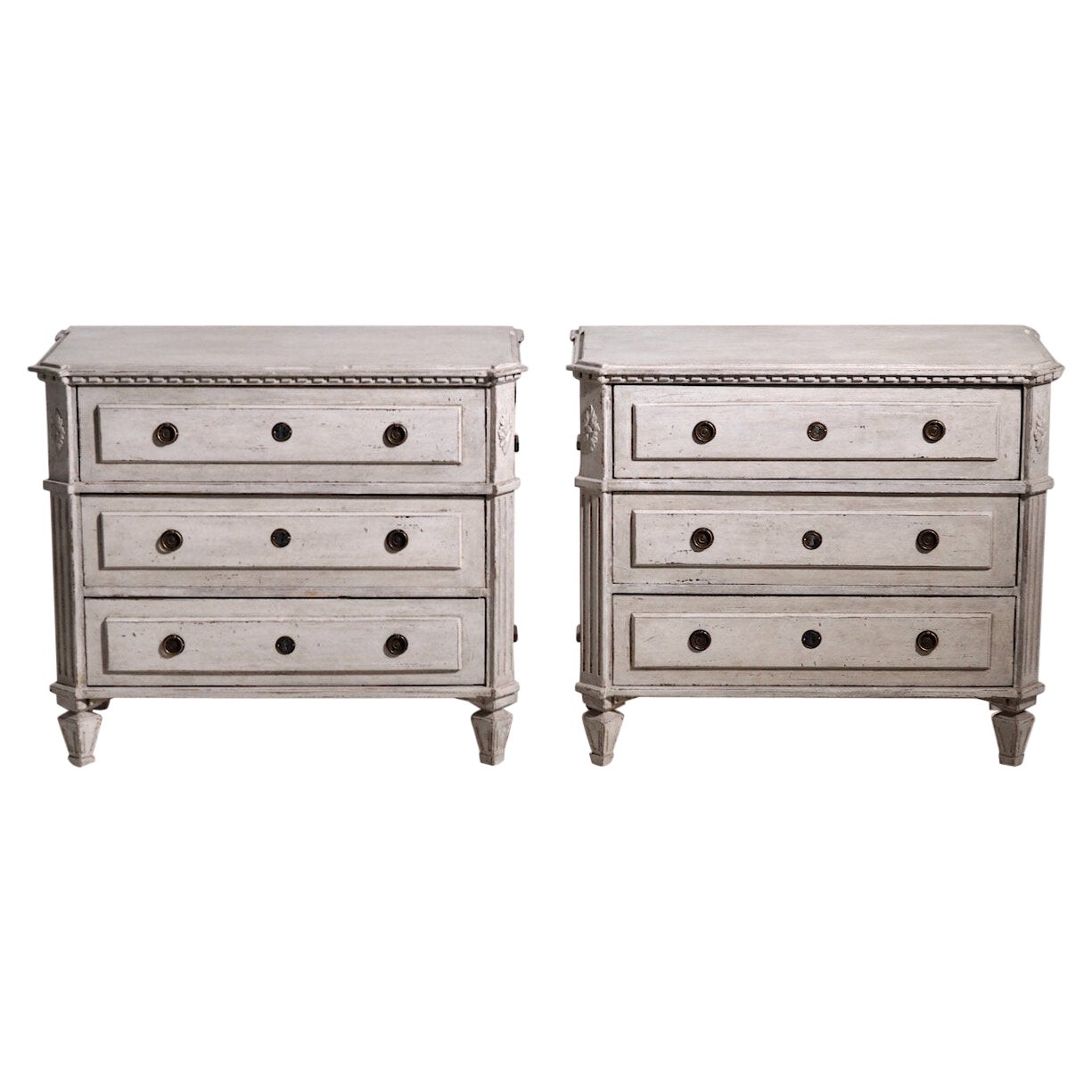 19th c. Pair of Swedish Late Gustavian Period Painted Bedside Commodes
