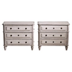 19th c. Pair of Swedish Late Gustavian Period Painted Bedside Commodes