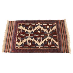 Vintage Hand-Woven Tribal Afghan Soumak Wool Rug