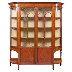 19th Century English Satinwood Display Cabinet Stamped Holland & Sons