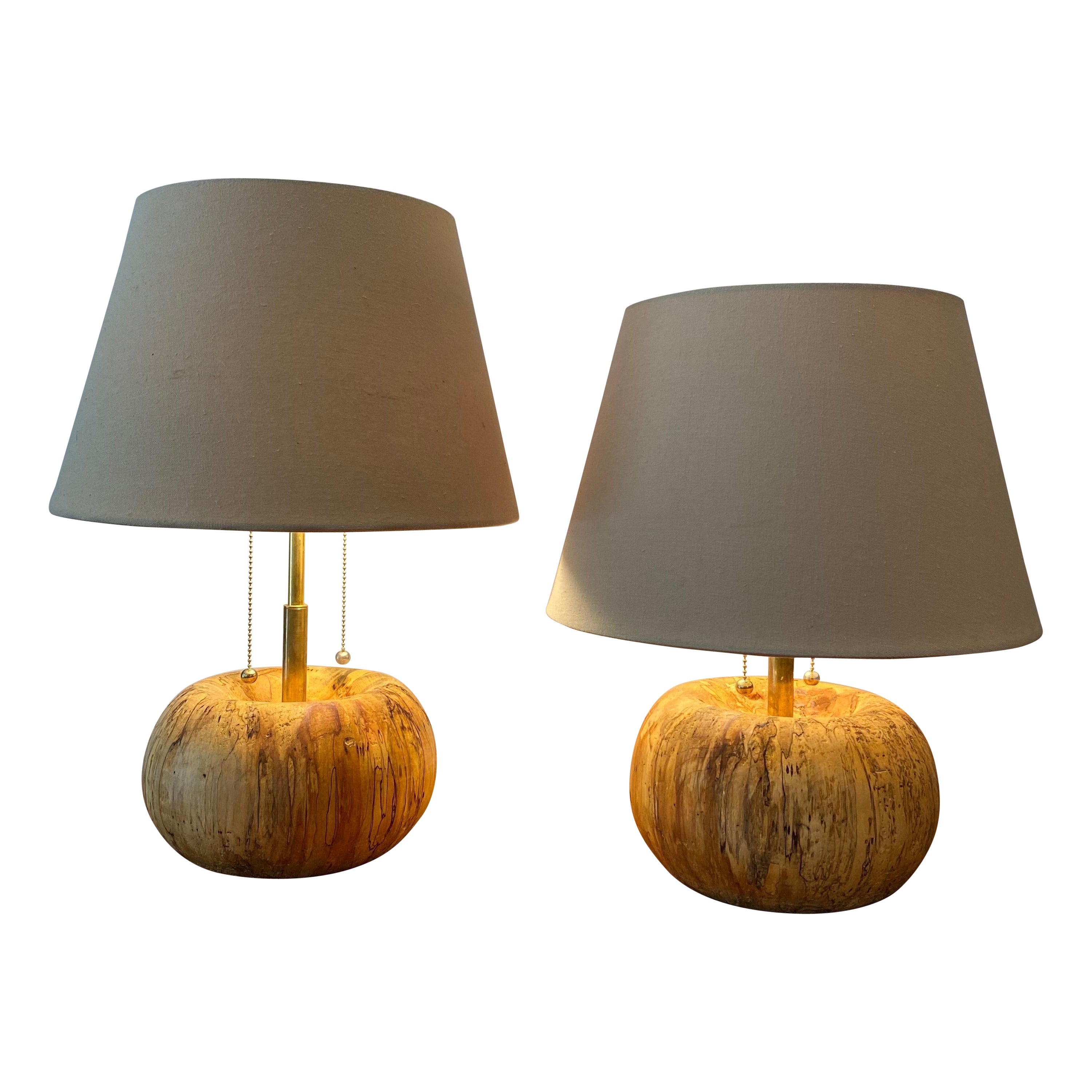 Nate Hill, Artist, Morchella Lamps W/ Linen Shades For Sale