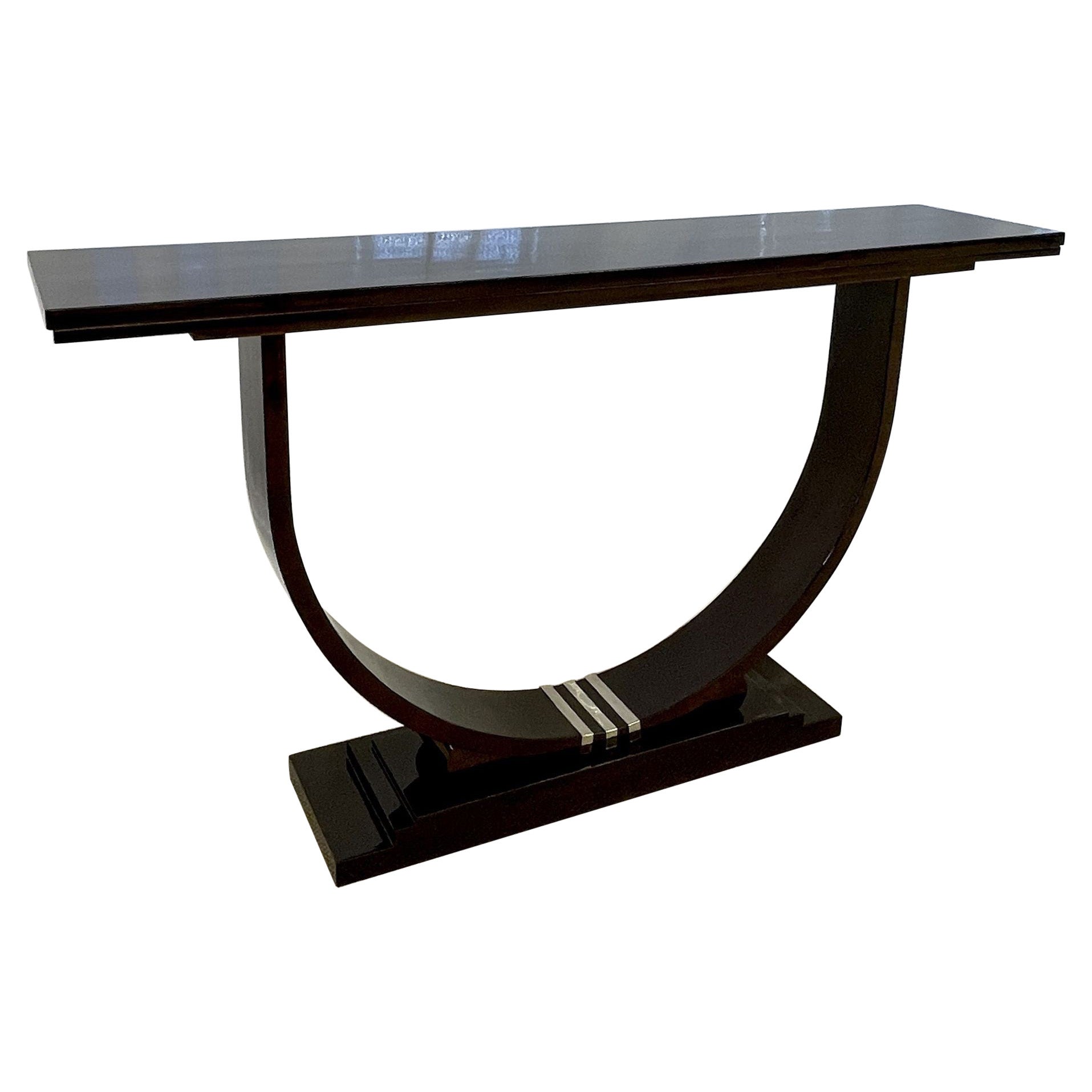 Elegant Contemporary Art Deco Style Inlaid Lacquer Console Table at 1stDibs