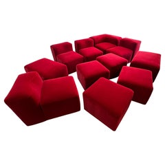 Used Mariani 1970s Modular Sofa for Pace Collection in Red Mohair