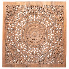 Vintage Southeast Asian Teakwood Mandala Panel