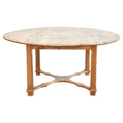 Vintage Country English Round Pine Dining or Center Table