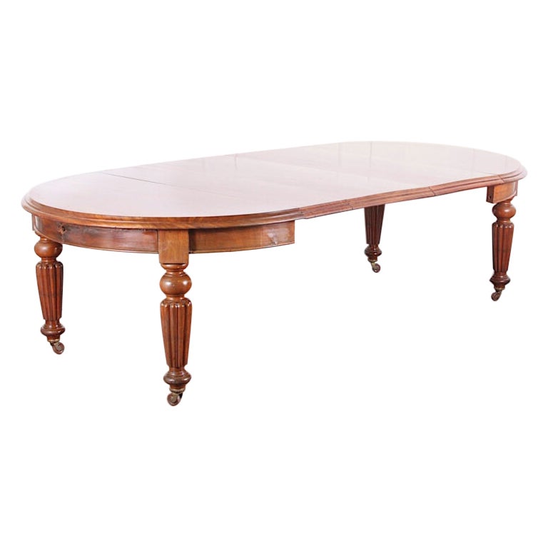 English Victorian Round Extending Dining Table